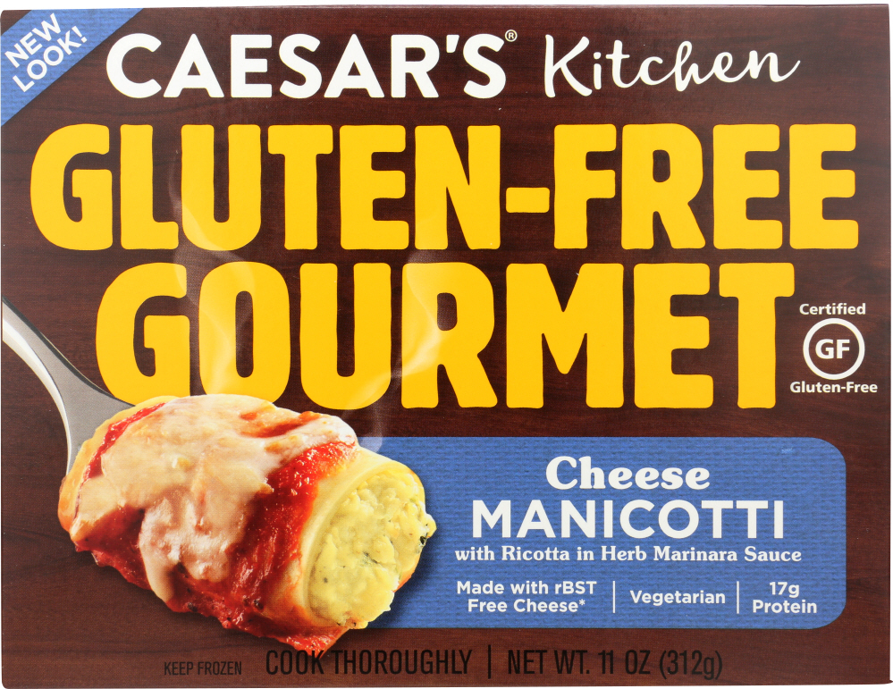 CAESARS: Pasta Gluten Free Manicotti with Cheese in Marinara Sauce, 11 oz - 0078411121065