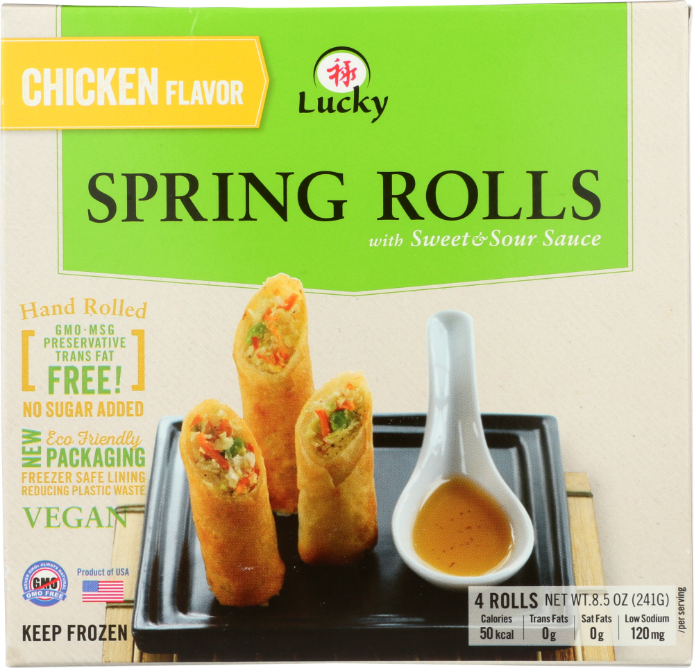 LUCKY: Chicken Flavor Spring Rolls, 8.5 oz - 0078487452728