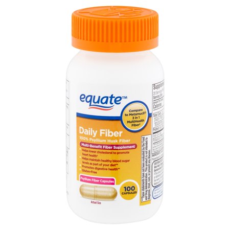 Equate Daily Fiber Psyllium Fiber Capsules, 100 count - 078742092690