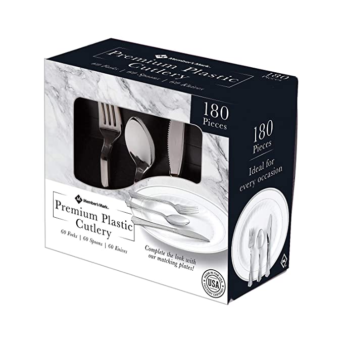  Member's Mark Premium Silver-Look Cutlery Combo (180 ct.), 2 Lb ()  - 078742107356
