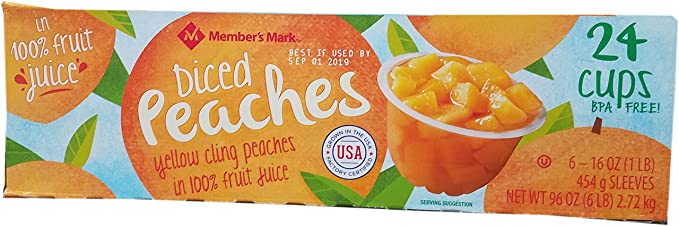 Member's Mark Diced Peach Cups, 96 Ounce - 078742288659
