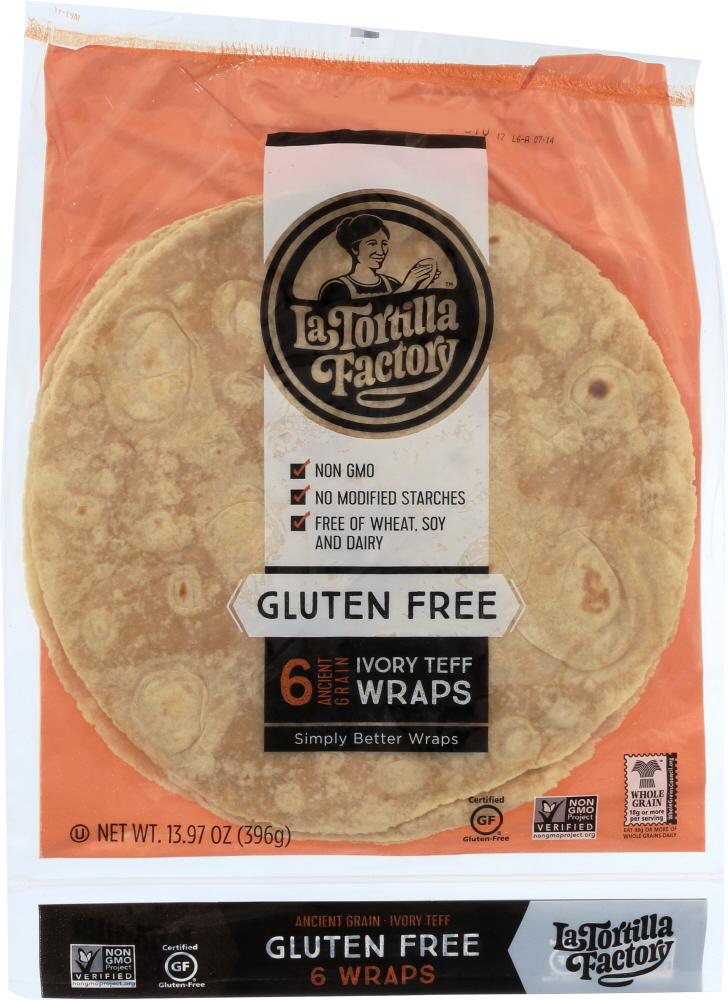 LA TORTILLA FACTORY: Tortilla Wraps Gluten Wheat Free Ivory Teff, 13.96 oz - 0078858525020