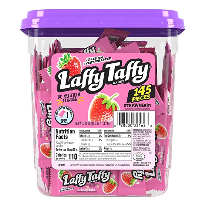  Laffy Taffy Candy Jar, Strawberry, 145 Count  - 079200924317