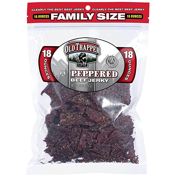  Old Trapper Peppered Beef Jerky Naturally Smoked Family-Size, 18 Ounces  - 079694282207