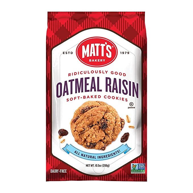  Matt's Bakery | Oatmeal Raisin Cookies | Soft-Baked, Non-GMO, All-Natural Ingredients; Single Pack of Cookies (10.5oz)  - 079746220003