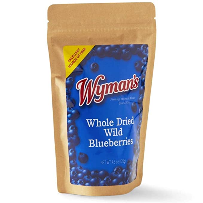 Wyman's Whole Dried Wild Blueberries - 100% Wild Blueberries, No Sugar Added, Snack Food, Topping, Baking, Resealable Bag - 4.5oz - 079900002513