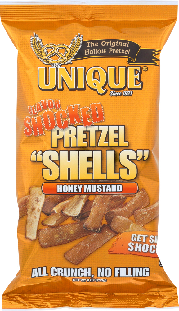 UNIQUE: Pretzel Shells Flavor Shocked Honey Mustard, 9 oz - 0079927093037