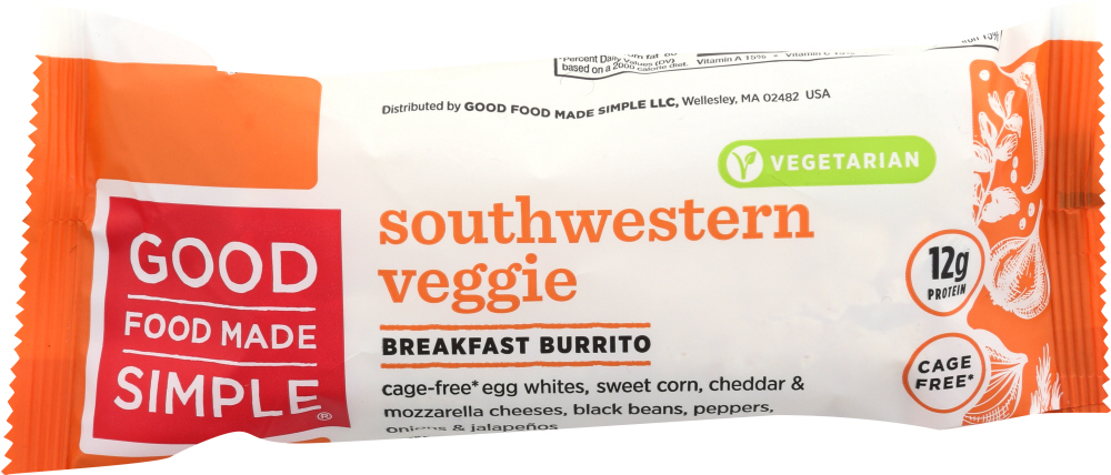 GOOD FOOD MADE SIMPLE: Southwestern Veggie Egg White Breakfast Burrito, 5 oz - 0080618415021