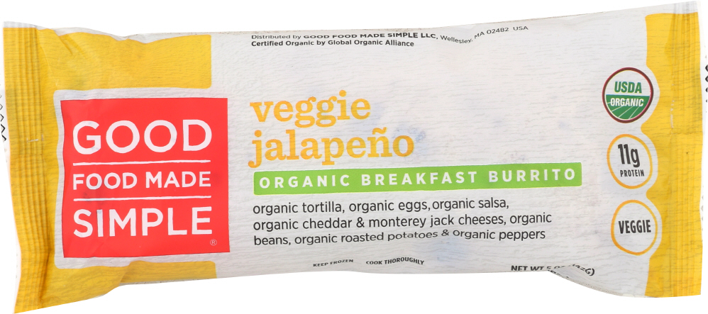 GOOD FOOD MADE SIMPLE: Burrito Veggie Jalapeno Organic, 5 oz - 0080618415090