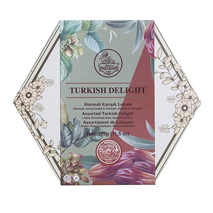 Premium Luxury Gourmet Turkish Delight Assorted Date, Hazelnuts and Pistachio, Historical Flavor Since 1777 (11.5 oz/325 g) - 080774860093