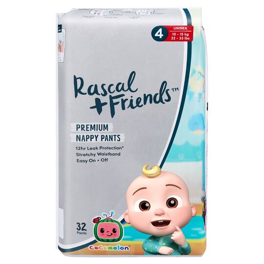 Rascal & Friends Cocomelon Premium Nappy Pants Size 4 32S - 0810005419352