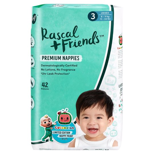 Rascal & Friends Cocomelon Nappies Size 3 42 Pack - 0810005419512
