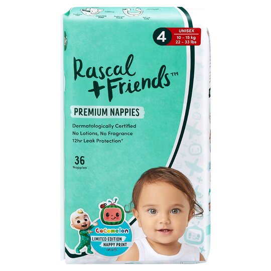 Rascal & Friends Cocomelon Nappies Size 4 36 Pack - 0810005419529