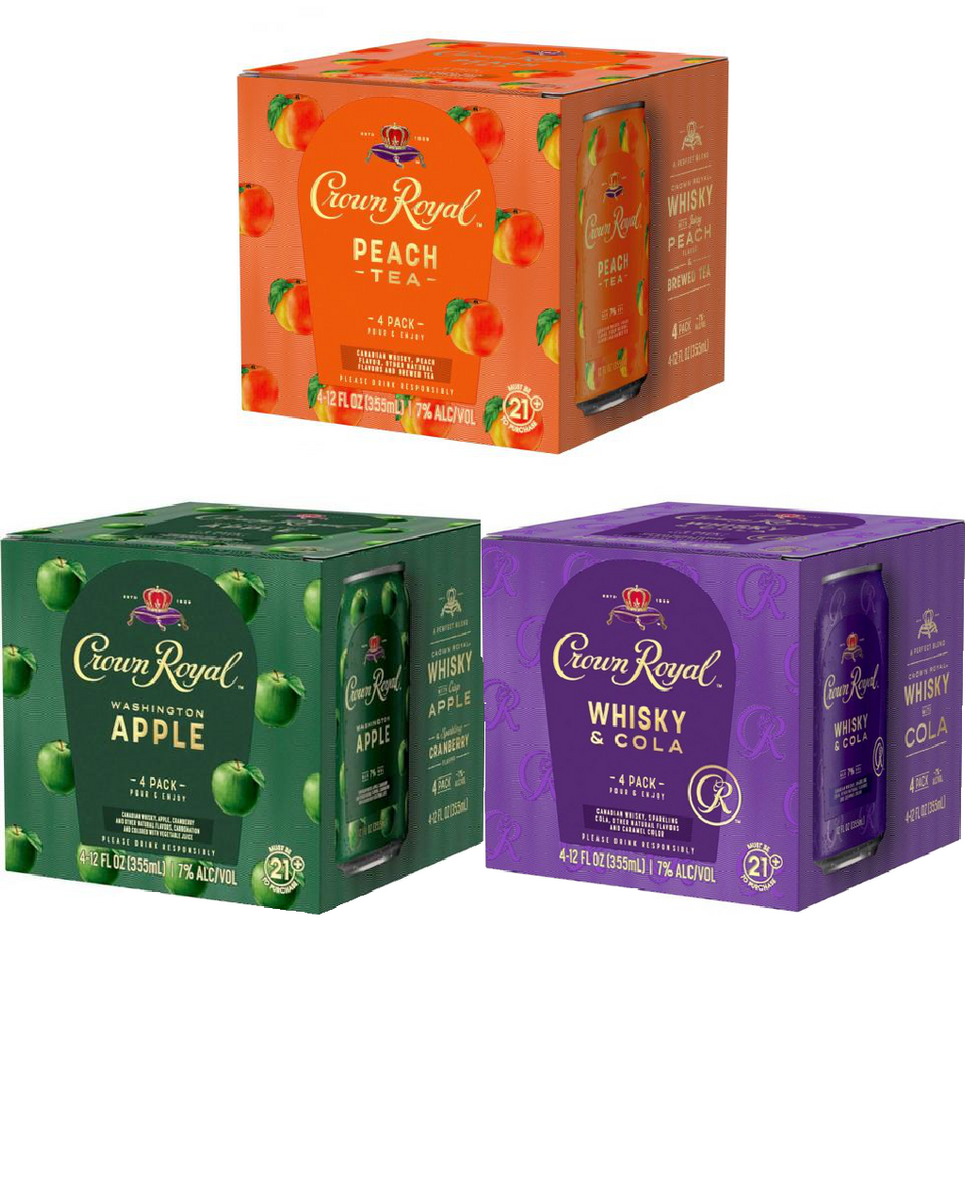 Crown Royal 4-PK Whiskey Cocktail Combo Pack (Peach Tea, Washington Ap - 082000796206