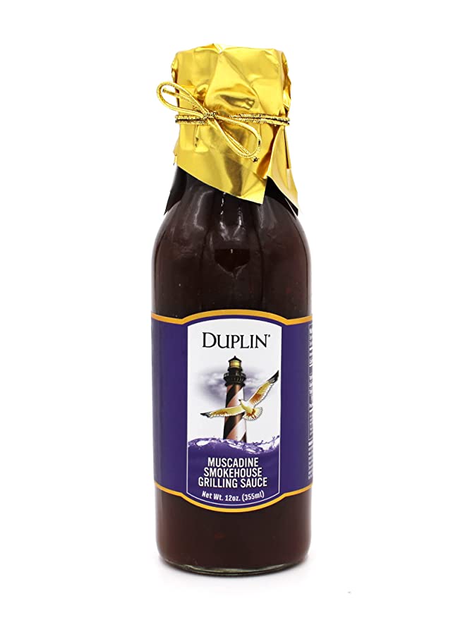Duplin Gourmet Muscadine Smokehouse Grilling Sauce - Delicious Grilling Sauce - Muscadine Smokehouse Flavor Including Onion and Molasses - Handcrafted with Vinegar Base & Fresh Spices - 120z Bottle - 082504500040