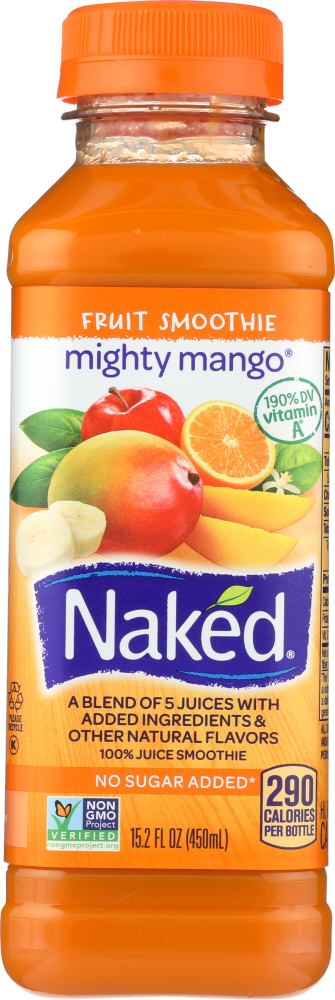 NAKED: Juice Mighty Mango Pure Fruit 100% Juice Smoothie, 15.2 oz - 0082592660152
