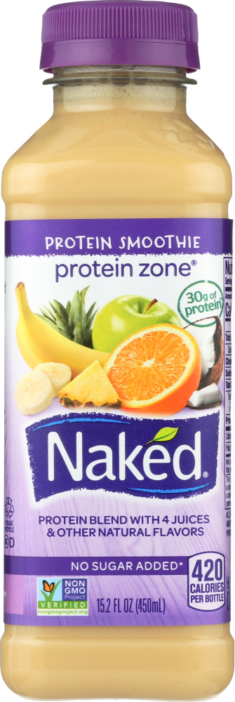 Naked No Sugar Added Protein Juice Smoothie 15.2 Fluid Ounce Plastic Bottle - 00082592722157