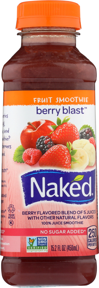 Naked Pure Fruit Berry Blast Juice Smoothie 15.2 Fluid Ounce Plastic Bottle - 00082592988157