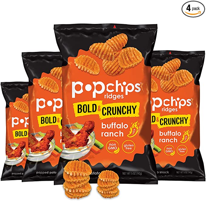  Popchips Potato Chips Gluten Free, Ridges Buffalo Ranch, 5 Ounce (Pack of 4) - 082666503187