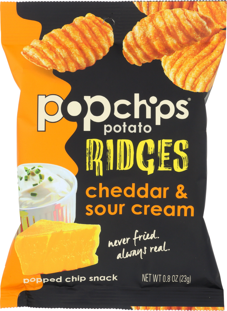 POPCHIPS: Chips Ridges Cheddar & Sour Cream, .8 oz - 0082666701095