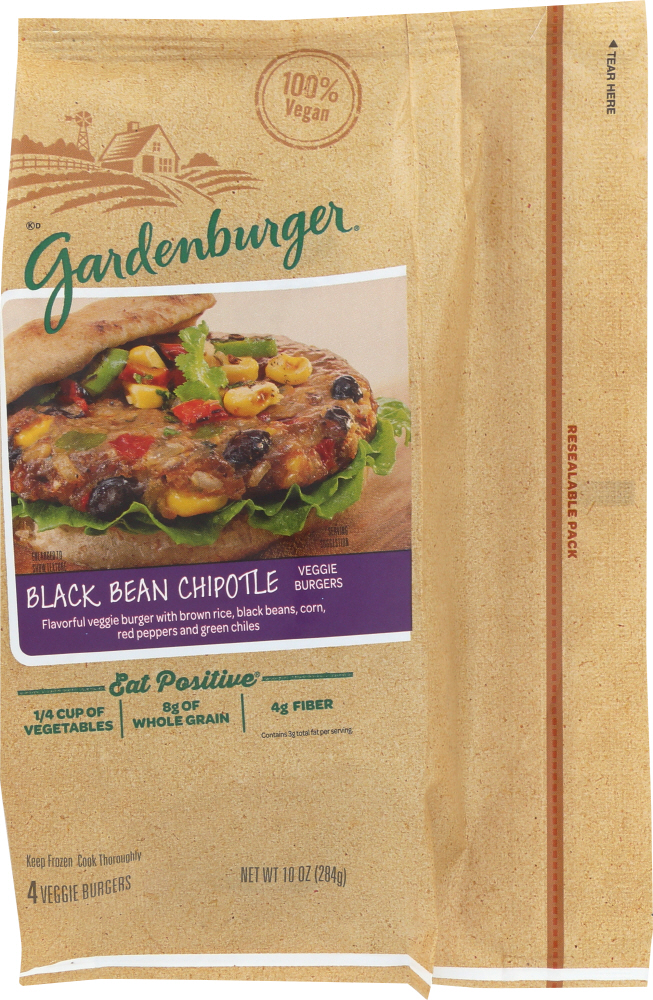 Gardenburger Veggie Burgers Black Bean Chipotle 10Oz - 00084059100089