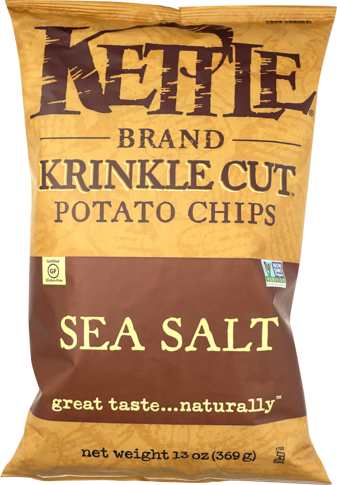 KETTLE BRAND: Krinkle Cut Potato Chips Sea Salt, 13 oz - 0084114032386