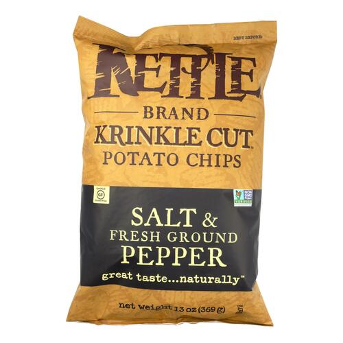 KETTLE BRAND: Krinkle Cut Potato Chips Salt & Fresh Ground Pepper, 13 oz - 0084114032409