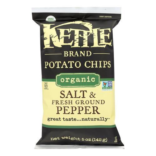 Kettle Brand Potato Chips - Organic - Salt And Fresh Ground Pepper - 5 Oz - Case Of 15 - 084114105974
