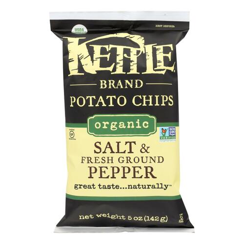 KETTLE FOODS: Salt & Fresh Ground Pepper Organic Potato Chips, 5 oz - 0084114105974