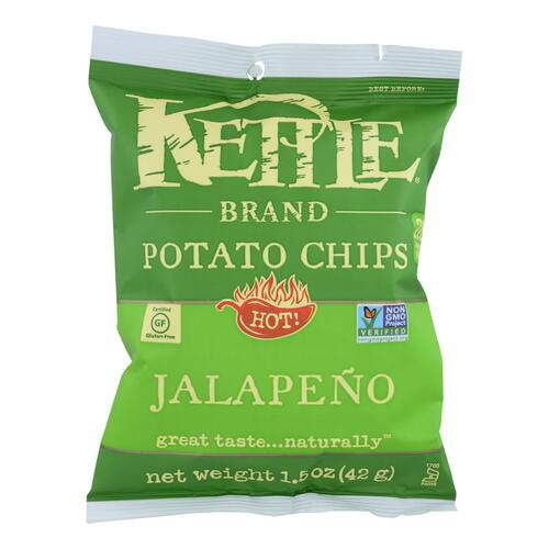 KETTLE BRAND: Hot! Jalapeno Potato Chips, 1.5 oz - 0084114112729