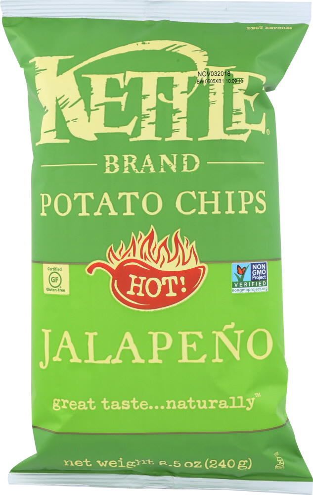 KETTLE BRAND: Jalapeno Potato Chips, 8.5 oz - 0084114116321