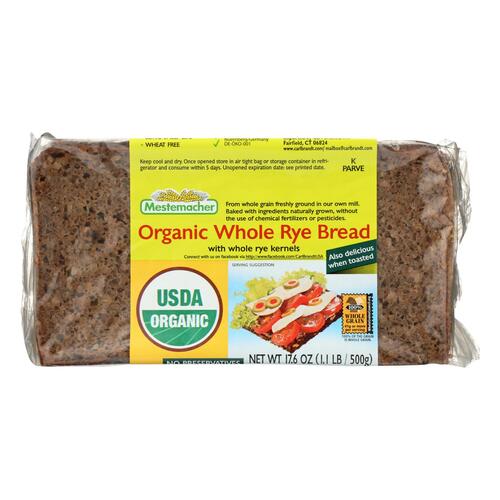MESTEMACHER: Bread Whole Rye Organic, 17.6 oz - 0084213006622