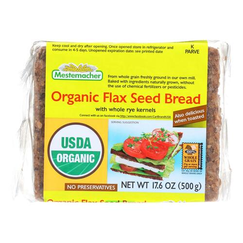 Mestemacher Bread Bread - Organic - Flax Seed - 17.6 Oz - Case Of 12 - 0084213006653