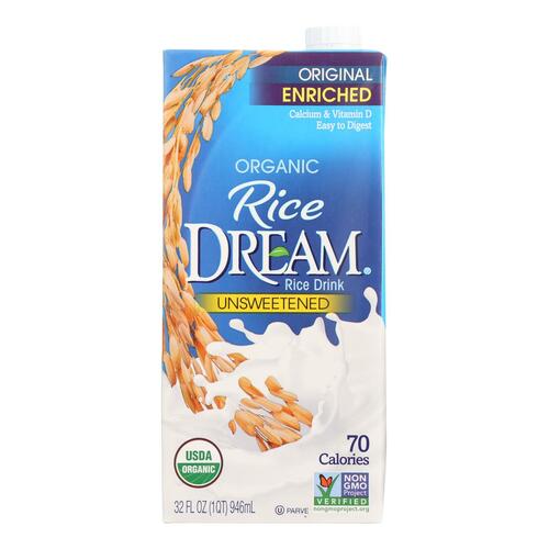 DREAM: Rice Dream Organic Rice Drink Enriched Unsweetened Original, 32 oz - 0084253222112