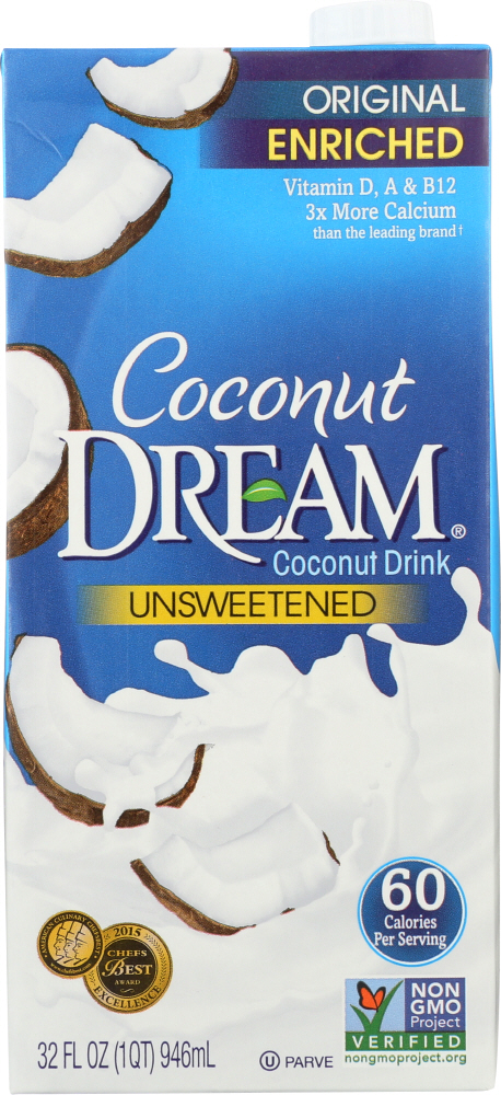 COCONUT DREAM: Enriched Unsweetened Original Coconut Drink, 32 oz - 0084253225717