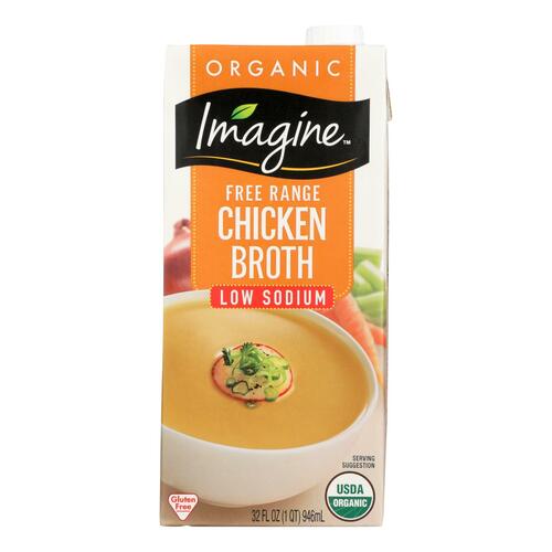IMAGINE: Organic Low Sodium Free Range Chicken Broth, 32 oz - 0084253240017