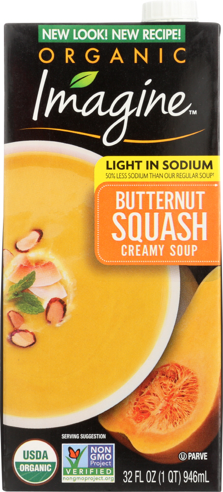 IMAGINE: Organic Soup Light in Sodium Creamy Butternut Squash Soup, 32 oz - 0084253241540