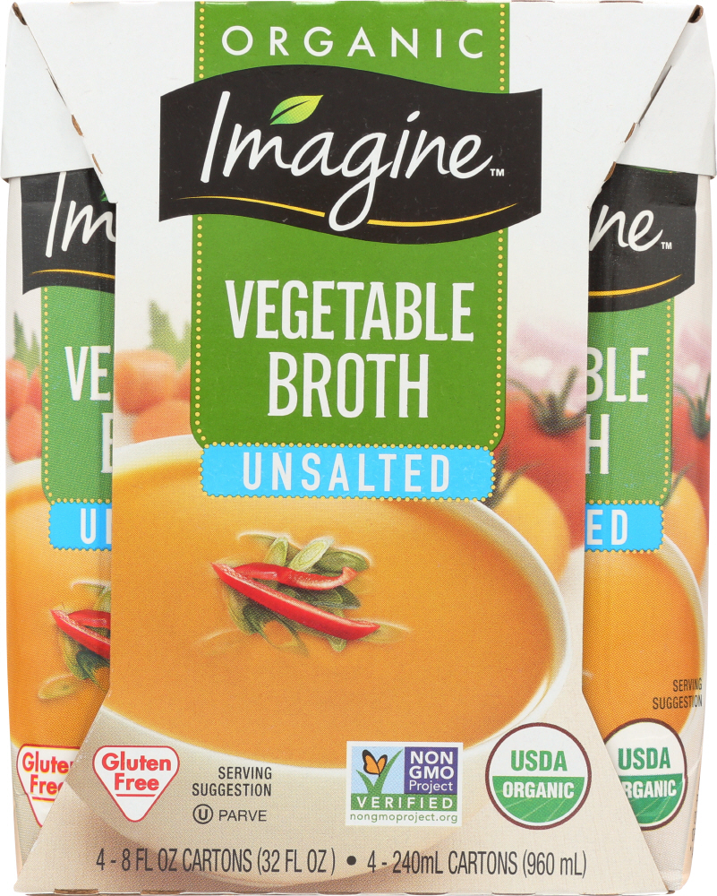IMAGINE: Unsalted Vegetable Broth Organic 4Pk, 8 fo - 0084253243971