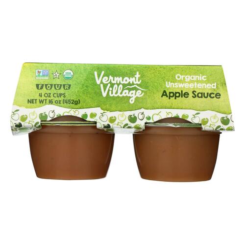 Vermont Village Organic Applesauce - Unsweetened - Case Of 12 - 4 Oz. - 084648111441