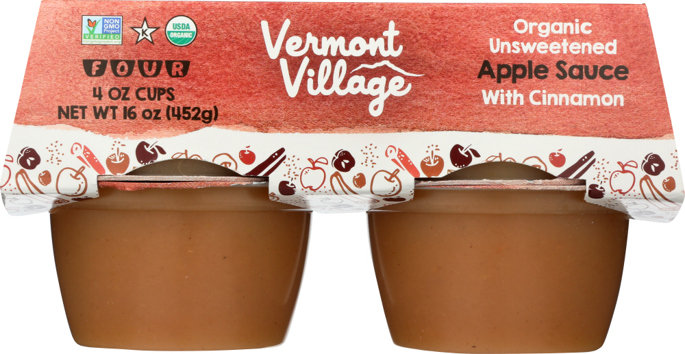 VERMONT VILLAGE CANNERY: Organic Applesauce with Cinnamon 4 Cups, 16 oz - 0084648222444