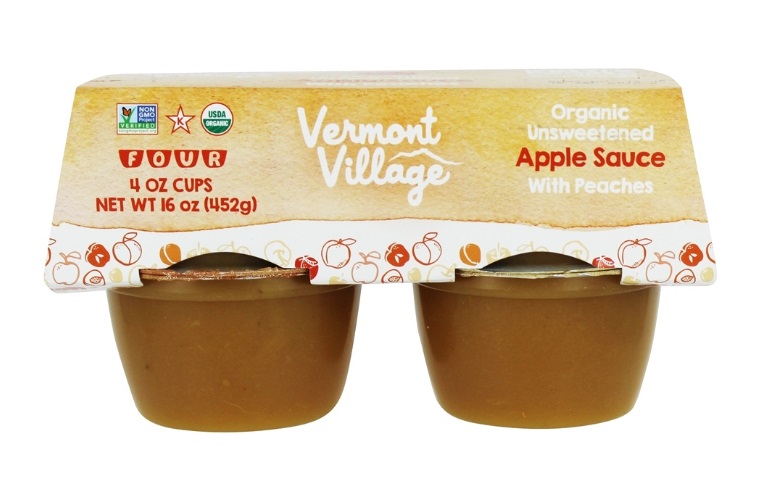 VERMONT VILLAGE CANNERY: Organic Unsweetened Applesauce with Peaches 4 Cups, 16 oz - 0084648555443