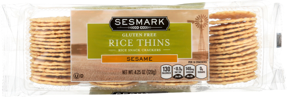 SESMARK: Rice Thin Sesame Gluten Free, 4.25 oz - 0085693107007