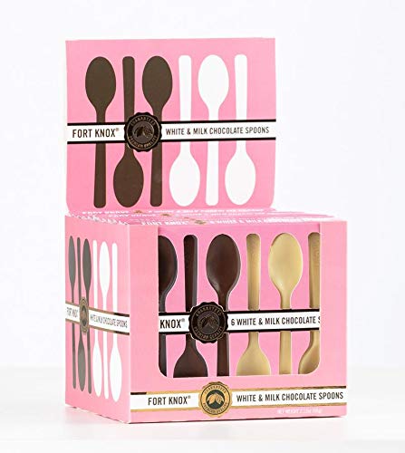 Fort Knox White & Milk Chocolate Spoons, 2.12 Ounce - 12 Count Display Box - 086232901759