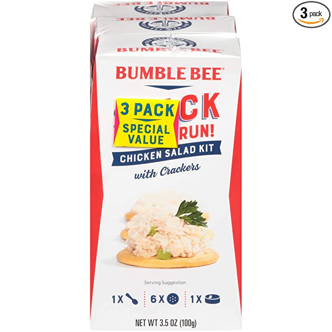 Bumble Bee Snack on the Run Chicken Salad with Crackers Kit, Ready to Eat, Spoon Included - Shelf Stable & Convenient Protein Snack, 3.5 Ounce (Pack of 3) - 086600703527