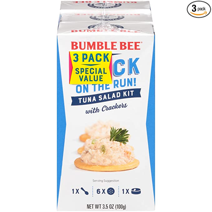 BUMBLE BEE Snack on the Run! Tuna Salad with Crackers Kit, High Protein Snack Food, Tuna Salad Multi-Pack, Healthy Snacks for Adults, 3.5 Ounce Kit (Pack of 3) - 086600707792
