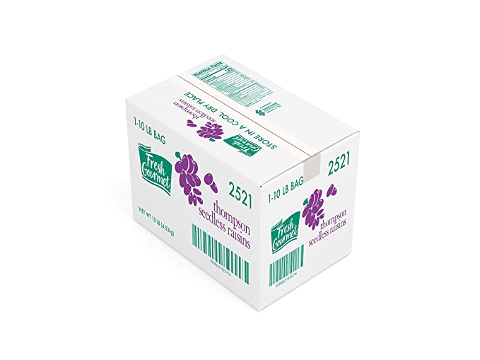 Fresh Gourmet Thompson Seedless Raisins | 10 Pound | Bulk Size | Snack and Salad Topper - 086631025216