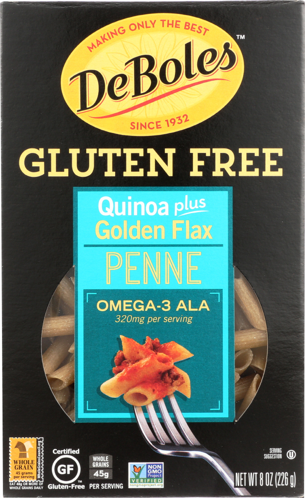 DEBOLES: Gluten-Free Quinoa Flax Pasta Penne, 8oz - 0087336528750