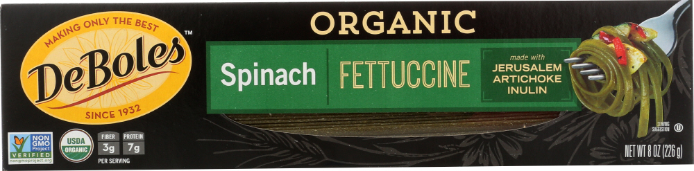 DEBOLES: Organic Spinach Fettuccine, 8 oz - 0087336633317
