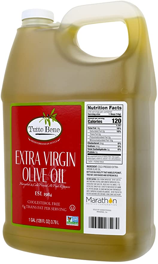 Tutto Bene Extra Virgin Olive Oil, 128 Ounces (1 Gallon), 128 Fl Oz (Pack of 1) - 087586990598