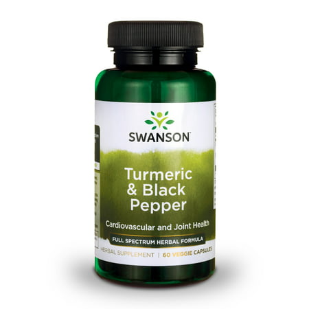 Swanson Turmeric and Black Pepper Vegetable Capsules 600 mg 60 Count - 087614116136